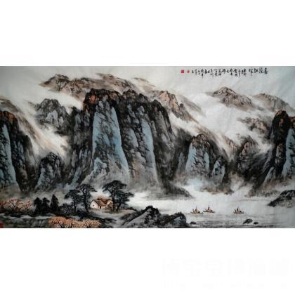 雷九泰 嘉陵江畔 类别: 国画山水作品